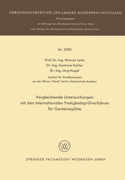Produktbild: Vergleichende Untersuchungen mit den internationalen Festigkeitspr&uuml;fverfahren f&uuml;r Gesteinssplitte