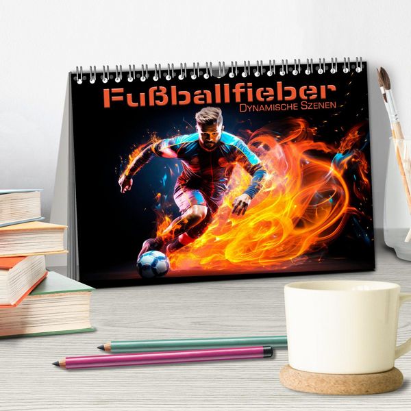 Produktbild: FU&szlig;BALLFIEBER Dynamische Szenen (Tischkalender 2026 DIN A5 quer), CALVENDO Monatskalender