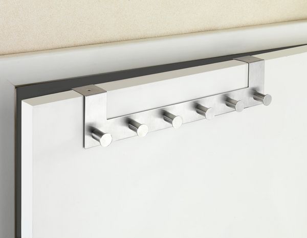 Produktbild: T&uuml;rgarderobe Edelstahl Mod. Celano 4 cm, 6 Haken, f&uuml;r T&uuml;rfalzst&auml;rken bis 4 cm