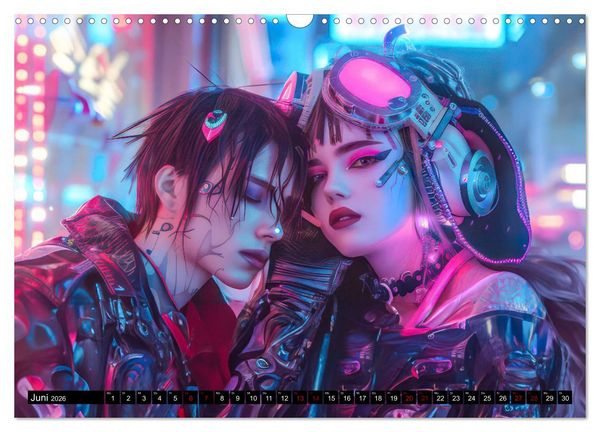 Produktbild: Cyberpunk - Hochtechnisierte Neonwelt (Wandkalender 2026 DIN A3 quer), CALVENDO Monatskalender