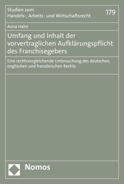 Produktbild: Umfang und Inhalt der vorvertraglichen Aufkl&auml;rungspflicht des Franchisegebers