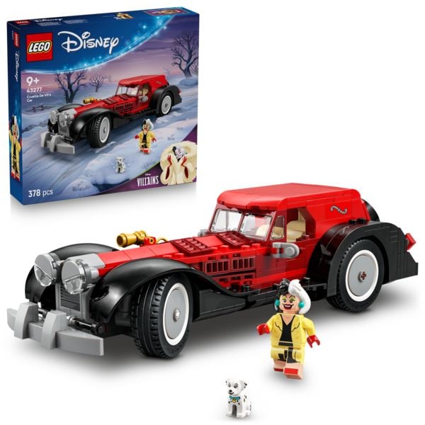 LEGO Disney 43277 Cruella de Vils Auto, Spielzeug für Jungen und Mädchen