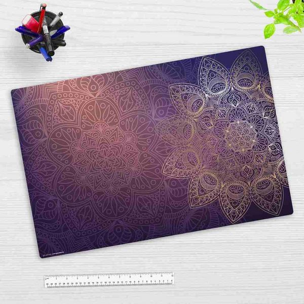 Produktbild: Cover-your-desk Schreibtischunterlage f&uuml;r Kinder und Erwachsene lila-goldenes Mandala, aus hochwertigem Vinyl, 60 x 40 cm