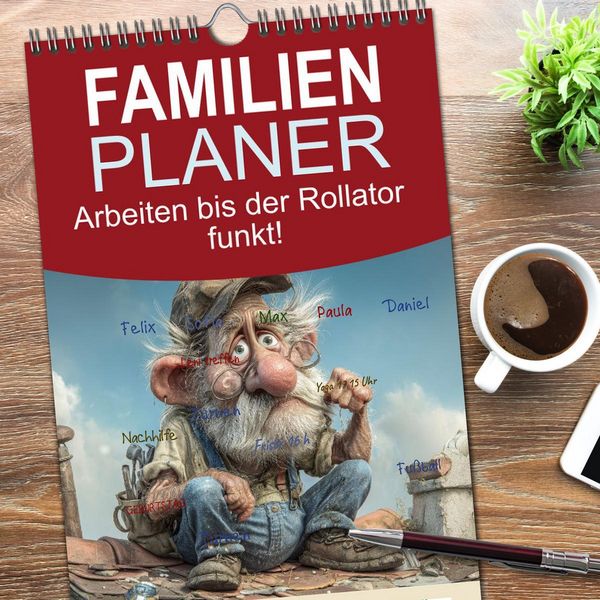 Produktbild: Familienplaner 2026 - Arbeiten bis der Rollator funkt! mit 5 Spalten (Wandkalender, 21 x 45 cm) CALVENDO