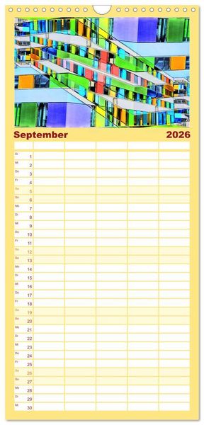 Produktbild: Familienplaner 2026 - Abstrakt mit 5 Spalten (Wandkalender, 21 x 45 cm) CALVENDO