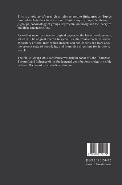 Produktbild: Finite Groups 2003
