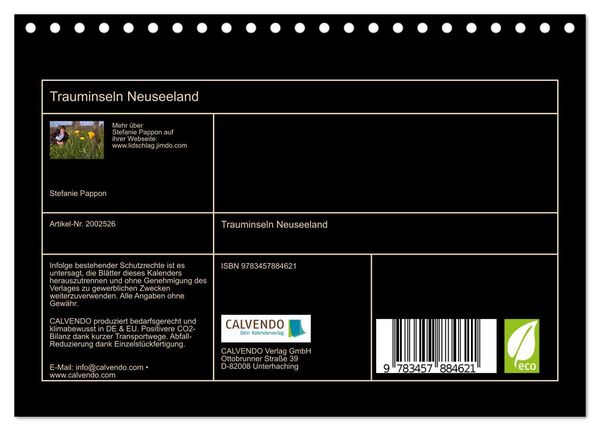 Produktbild: Trauminseln Neuseeland (Tischkalender 2026 DIN A5 quer), CALVENDO Monatskalender