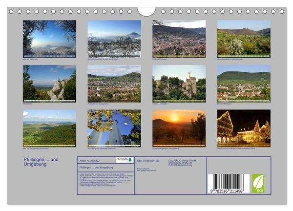Produktbild: Pfullingen ... und Umgebung (Wandkalender 2026 DIN A4 quer), CALVENDO Monatskalender