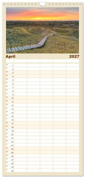 Produktbild: Familienplaner 2027 - Wundersch&ouml;nes Amrum mit 5 Spalten (Wandkalender, 21 x 45 cm) CALVENDO
