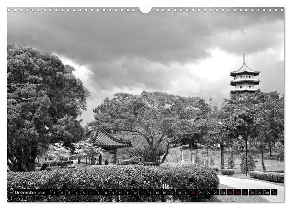 Produktbild: Singapur - Impressionen in schwarz - weiss (Wandkalender 2026 DIN A3 quer), CALVENDO Monatskalender