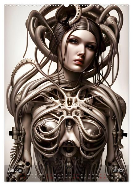 Produktbild: Biomechanic Portrait - Sch&ouml;nheit zwischen Mensch und Maschine (hochwertiger Premium Wandkalender 2026 DIN A2 hoch), Kunstdruck in Hochglanz