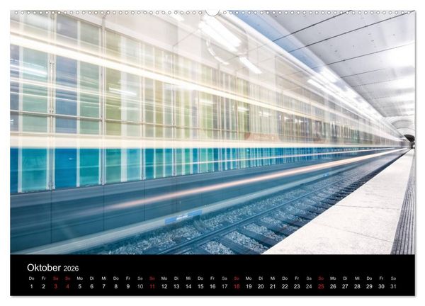 Produktbild: MetroMUC, Stationen im Untergrund M&uuml;nchens (Wandkalender 2026 DIN A2 quer), CALVENDO Monatskalender