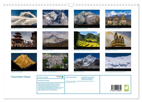 Produktbild: Faszination Nepal (Wandkalender 2026 DIN A3 quer), CALVENDO Monatskalender