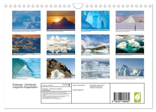 Produktbild: Eisberge - Gr&ouml;nlands magische Eisgestalten (Wandkalender 2026 DIN A4 quer), CALVENDO Monatskalender
