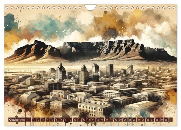 Produktbild: Von New York bis Tokio - Ein KI-Kalender f&uuml;r Weltenbummler (Wandkalender 2026 DIN A4 quer), CALVENDO Monatskalender
