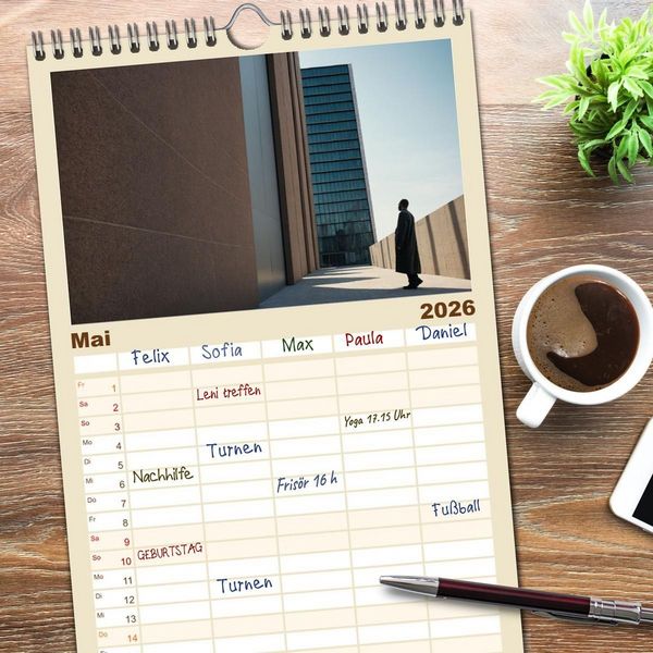 Produktbild: Familienplaner 2026 - Einsamkeit in Architektur mit 5 Spalten (Wandkalender, 21 x 45 cm) CALVENDO