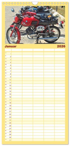 Produktbild: Familienplaner 2026 - Vintage Mopeds mit 5 Spalten (Wandkalender, 21 x 45 cm) CALVENDO