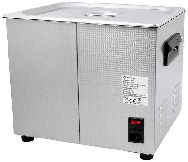 Produktbild: TOOLCRAFT USC-1000 Ultraschallreiniger Werkstatt, Schmuck, B&uuml;robedarf 440 W 10 l mit Heizung, mit Reinigungskorb