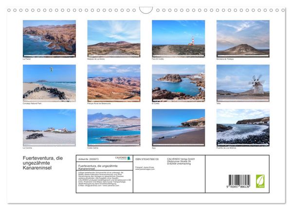 Produktbild: Fuerteventura, die ungez&auml;hmte Kanareninsel (Wandkalender 2026 DIN A3 quer), CALVENDO Monatskalender