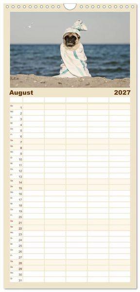 Produktbild: Familienplaner 2027 - Lustige M&ouml;pse aus der Hundeknipserei mit 5 Spalten (Wandkalender, 21 x 45 cm) CALVENDO