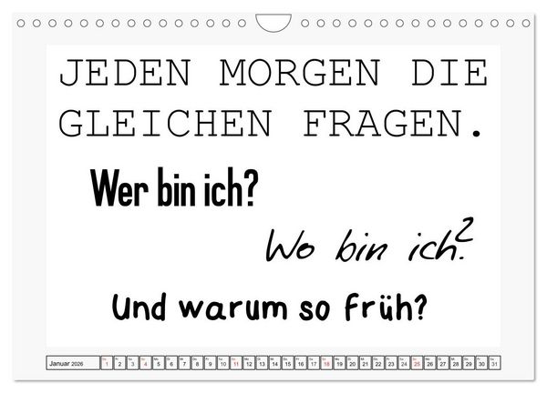 Produktbild: Typo-Kalender f&uuml;r das B&uuml;ro. Sarkasmus und fiese Spr&uuml;che (Wandkalender 2026 DIN A4 quer), CALVENDO Monatskalender