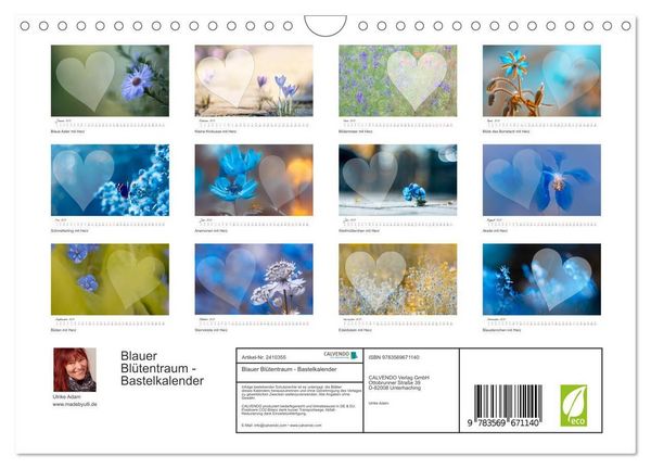 Produktbild: Blauer Bl&uuml;tentraum - Bastelkalender (Wandkalender 2027 DIN A4 quer), CALVENDO Monatskalender
