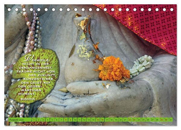 Produktbild: Buddhas Worte - Der Weg zur Achtsamkeit (Tischkalender 2026 DIN A5 quer), CALVENDO Monatskalender