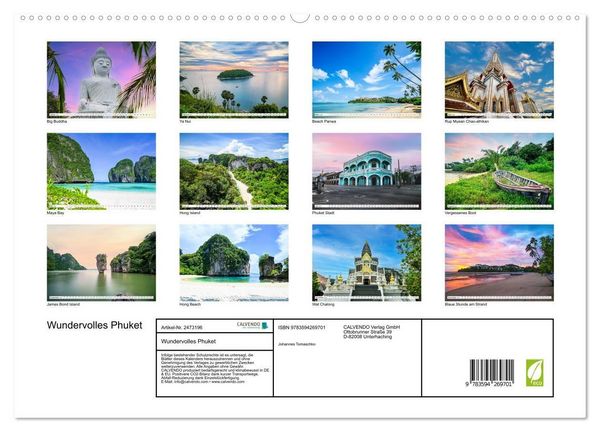 Produktbild: Wundervolles Phuket (hochwertiger Premium Wandkalender 2027 DIN A2 quer), Kunstdruck in Hochglanz