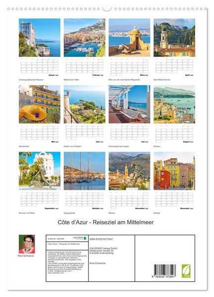 Produktbild: C&ocirc;te d&rsquo;Azur - Reiseziel am Mittelmeer (hochwertiger Premium Wandkalender 2026 DIN A2 hoch), Kunstdruck in Hochglanz