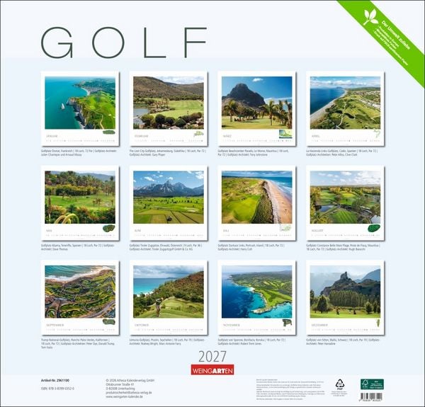 Produktbild: Golf Kalender 2027
