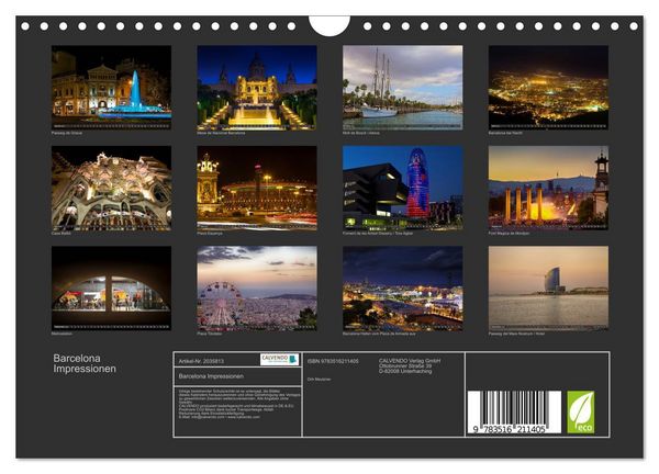 Produktbild: Barcelona Impressionen (Wandkalender 2026 DIN A4 quer), CALVENDO Monatskalender