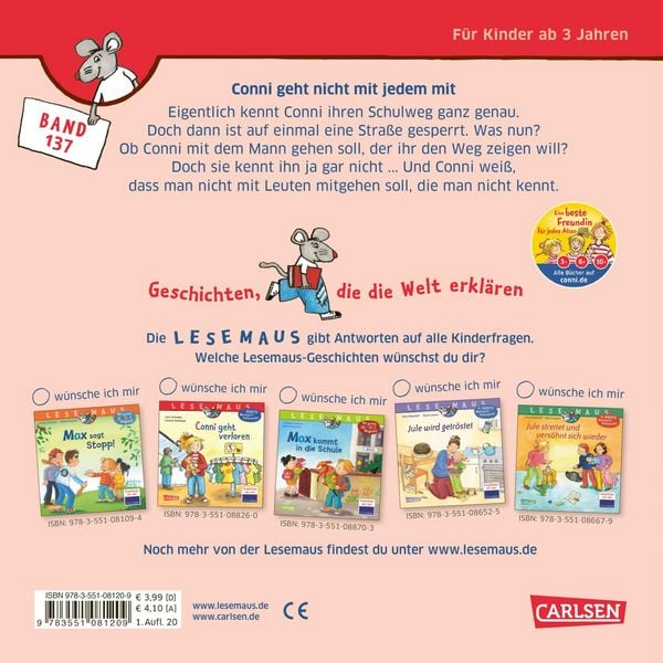 Produktbild: LESEMAUS 137: Conni geht nicht mit jedem mit