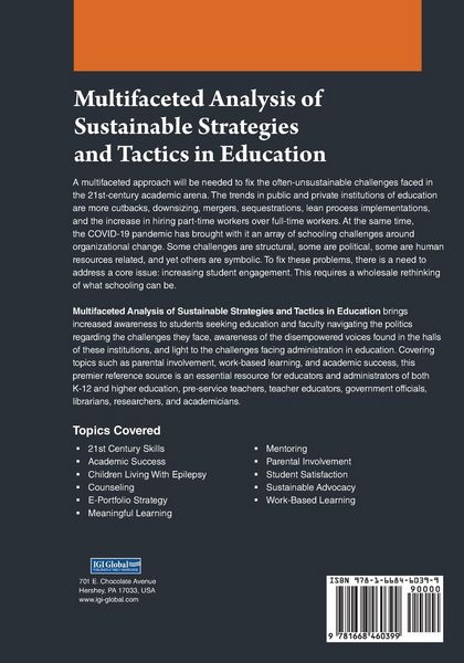 Produktbild: Multifaceted Analysis of Sustainable Strategies and Tactics in Education