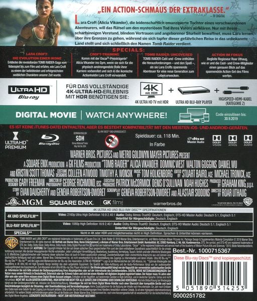 Produktbild: Tomb Raider (4K Ultra HD) ( + Blu-ray 2D)
