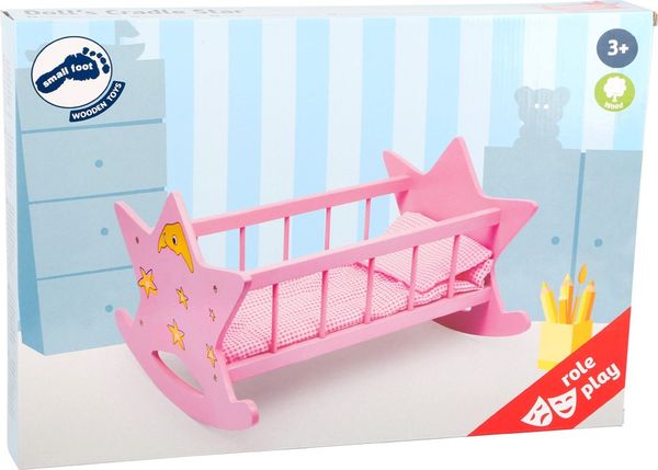 Produktbild: Small foot 2865 - Puppenwiege Stern, Holz, rosa/pink, Spielhöhe: 29cm