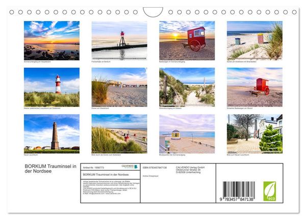 Produktbild: BORKUM Trauminsel in der Nordsee (Wandkalender 2026 DIN A4 quer), CALVENDO Monatskalender