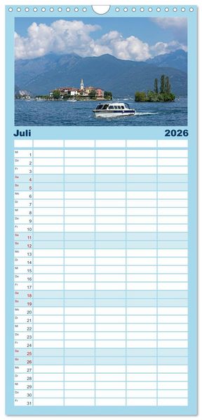Produktbild: Familienplaner 2026 - Lago Maggiore - Mediterranes Flair umgeben von Bergen mit 5 Spalten (Wandkalender, 21 x 45 cm) CALVENDO