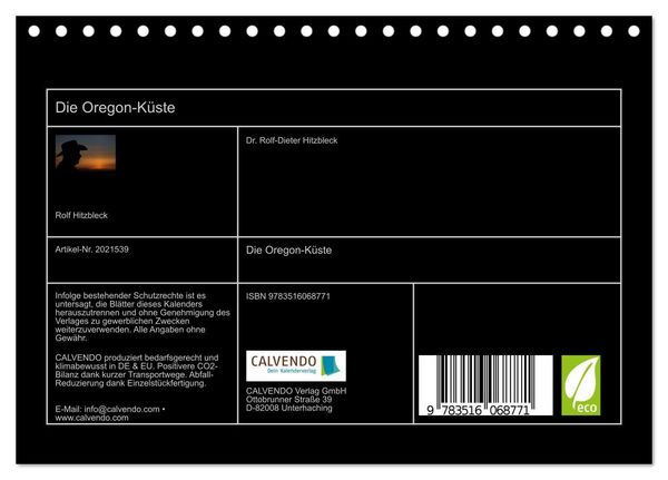 Produktbild: Die Oregon-K&uuml;ste (Tischkalender 2026 DIN A5 quer), CALVENDO Monatskalender