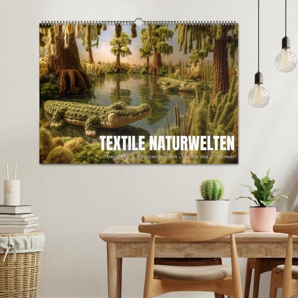 Produktbild: Textile Naturwelten. Amigurumi-&Ouml;kosysteme zZwischen Polarmeer und Savanne (Wandkalender 2027 DIN A2 quer), CALVENDO Monatskalender