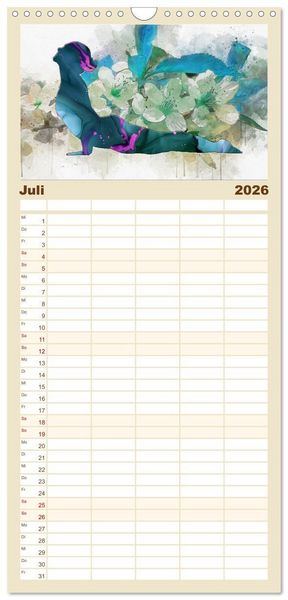 Produktbild: Familienplaner 2026 - YOGA - Harmonie von K&ouml;rper, Geist und Seele mit 5 Spalten (Wandkalender, 21 x 45 cm) CALVENDO
