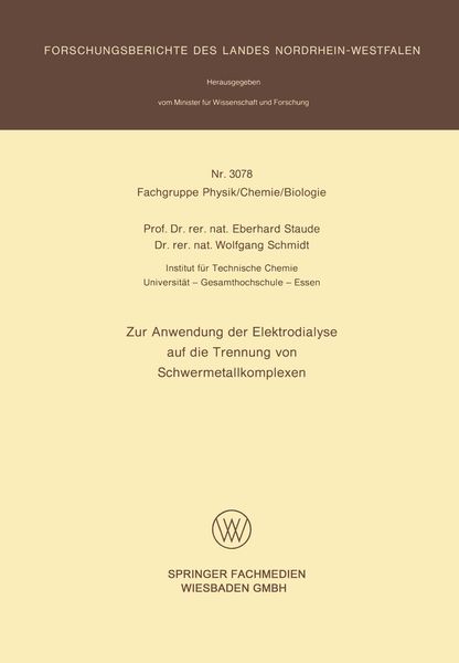 Produktbild: Zur Anwendung der Elektrodialyse auf die Trennung von Schwermetallkomplexen