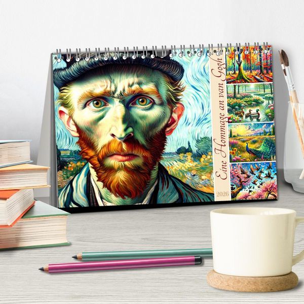 Produktbild: Eine Hommage an van Gogh (Tischkalender 2026 DIN A5 quer), CALVENDO Monatskalender