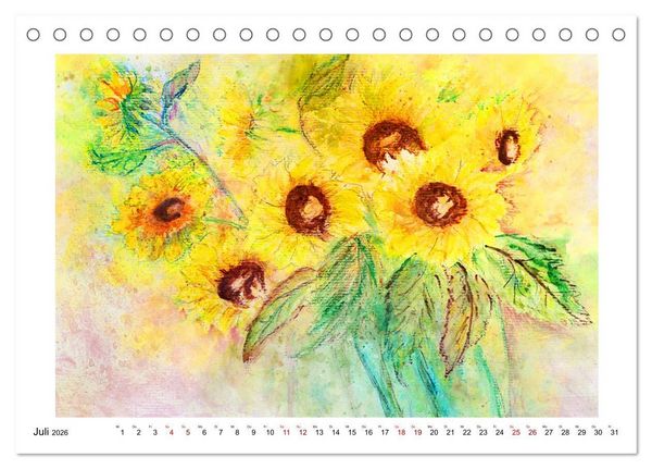 Produktbild: Bl&uuml;ten & Blumen Aquarelle - Farbenfrohe Sch&ouml;nheiten (Tischkalender 2026 DIN A5 quer), CALVENDO Monatskalender