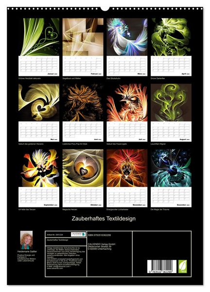 Produktbild: Zauberhaftes Textildesign (Wandkalender 2026 DIN A2 hoch), CALVENDO Monatskalender