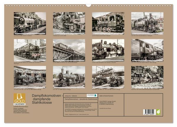 Produktbild: Dampflokomotiven - dampfende Stahlkolosse (Wandkalender 2026 DIN A2 quer), CALVENDO Monatskalender