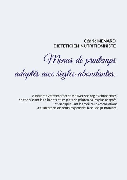 Produktbild: Menus de printemps adapt&eacute;s aux r&egrave;gles abondantes