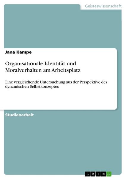 Produktbild: Organisationale Identit&auml;t und Moralverhalten am Arbeitsplatz