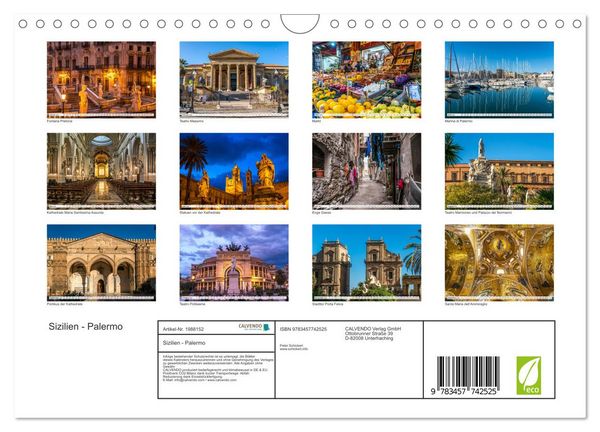 Produktbild: Sizilien - Palermo (Wandkalender 2026 DIN A4 quer), CALVENDO Monatskalender