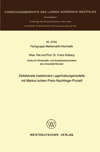 Produktbild: Zeitdiskrete instation&auml;re Lagerhaltungsmodelle mit Markov&rsquo;schem Preis-Nachfrage-Proze&szlig;