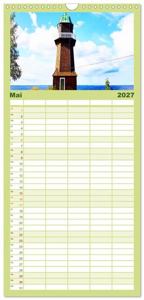 Produktbild: Familienplaner 2027 - Leuchtt&uuml;rme - Wegweisend durch das Jahr mit 5 Spalten (Wandkalender, 21 x 45 cm) CALVENDO